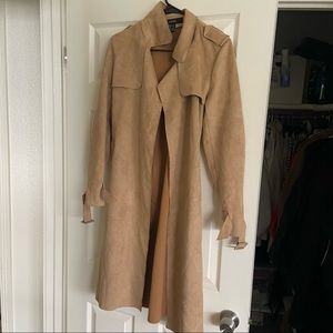 Tan faux suede trench coat